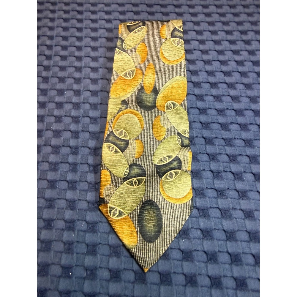 Daniel De Fasson 100% Silk Tie Abstract Geometric Gold Hand Made